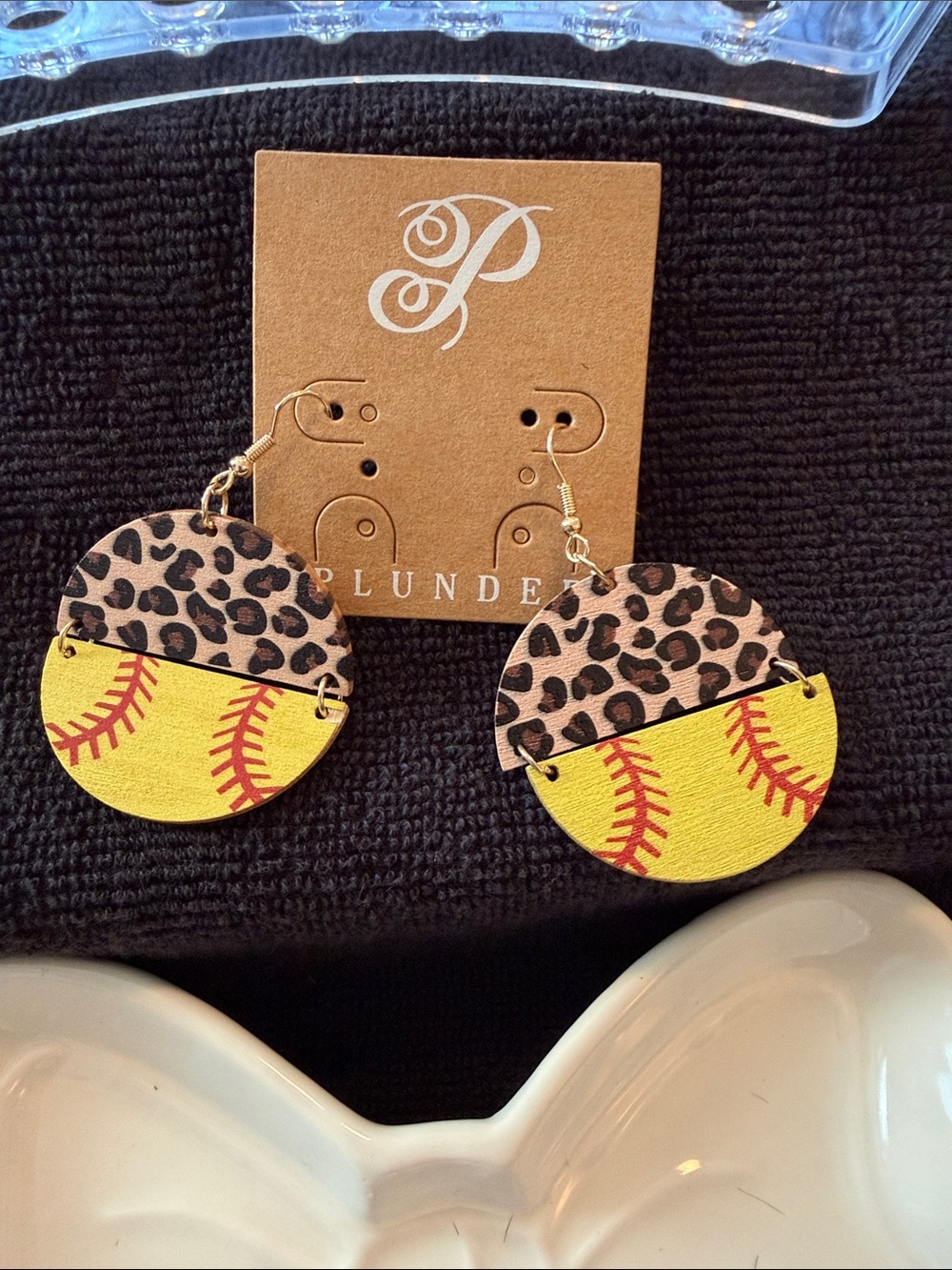 Plunder Leopard & Yellow Softball Double Disc Earrings